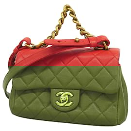 Chanel-Chanel Red Leather Shoulder Bag-Red