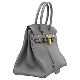 Hermès-Sac à main Hermes Birkin 30 en cuir Togo Etain-Gris