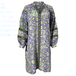Diane Von Furstenberg-Diane Von Furstenberg Crochet-Trimmed Printed Crepe Dress in Multicolor Viscose-Multiple colors
