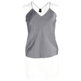 Theory- Theory V-Neck Camisole Top in Grey Silk-Grey
