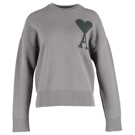 Ami- Ami ADC Intarsia Sweater in Grey Wool-Grey