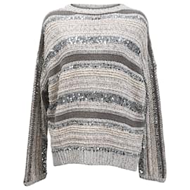 Brunello Cucinelli-Brunello Cucinelli Sequin Embellished Sweater in Multicolor Cotton-Multiple colors