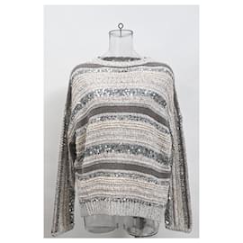 Brunello Cucinelli-Brunello Cucinelli Sequin Embellished Sweater in Multicolor Cotton-Multiple colors