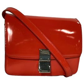 Céline Celine Small Classic Box Shoulder Bag in Red Patent Leather Red