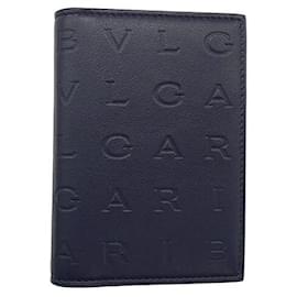 Bulgari-Bvlgari Leather Card Case Navy-Blue