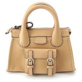 Chloé Chloe EDITH Leather 2way Shoulder Handbag Brown Beige