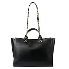 Chanel-Chanel Caviar Skin Studded Chain Tote Bag-Black