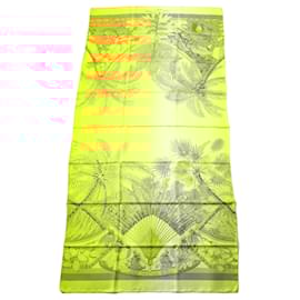 Hermès-Hermes Rectangle Aloha Silk Scarf-Yellow