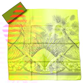 Hermès-Hermes Rectangle Aloha Silk Scarf-Yellow