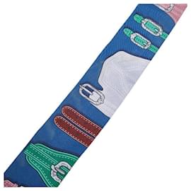 Hermès-Hermes Twilly Silk Scarf-Blue