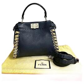 Fendi-Fendi Peekaboo Mini Python 2way Bag-Blue