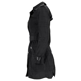 Burberry-Burberry London Check Trench Coat in Black Polyester-Black