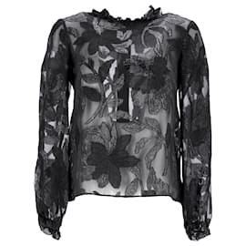 Isabel Marant-Isabel Marant Sheer Embroidered Blouse in Black Silk-Black
