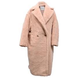 Max Mara-Max Mara Tedgirl Faux Fur Long Coat in Pink Synthetic-Brown,Pink