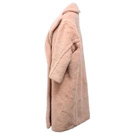 Max Mara-Max Mara Tedgirl Faux Fur Long Coat in Pink Synthetic-Brown,Pink
