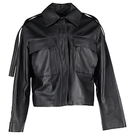 Proenza Schouler- Proenza Schouler Dylan Cropped Jacket in Black Leather-Black