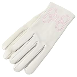 Hermès-Gants en cuir d'agneau et soie motif H Chaine d'Ancre d'Hermès-Gris