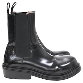 Bottega Veneta- Bottega Veneta Brushed Chelsea Boots in Black Leather-Black