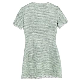 Self portrait- Self-Portrait Boucle Woven Mini Dress in Green Polyester-Green