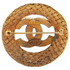 Chanel-Chanel Coco Mark Round Brooch-Golden,Metallic