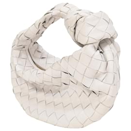 Bottega Veneta-Bottega Veneta Mini Jodie Handbag in White Leather-White,Cream