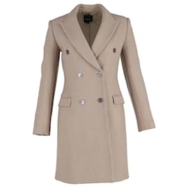 Theory- Theory Double-Breasted Coat in Beige Wool-Beige