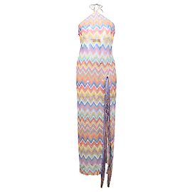 Cubierta de ganchillo a rayas con flecos Missoni en poliéster multicolor Multicolor