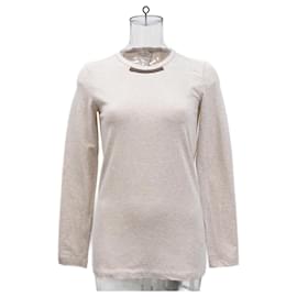 Brunello Cucinelli-Brunello Cucinelli Beaded Detail Sweater in Beige Cotton-Beige