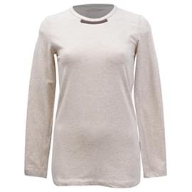 Brunello Cucinelli-Brunello Cucinelli Beaded Detail Sweater in Beige Cotton-Beige