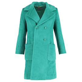 Alberta Ferretti- Alberta Ferretti Double-Breasted Coat in Green Wool-Green