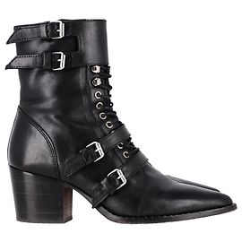 Botas de tornozelo com cadarço IRO em couro preto Preto