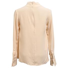 Loro Piana- Loro Piana Mock Neck Long Sleeve Blouse in Cream Viscose-White,Cream