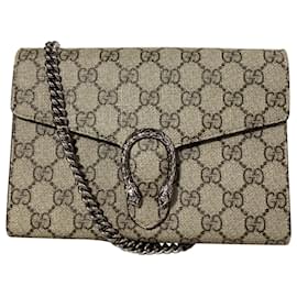 Gucci-Gucci Dionysus Wallet on Chain in Beige Coated Canvas-Beige