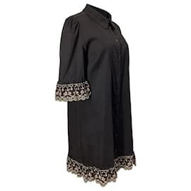 Chloé-See by Chloé Scalloped Broderie Anglaise-Trimmed Mini Dress In Black Cotton-Black