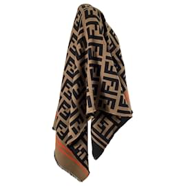 Fendi-Fendi Logo Monogram Poncho in Brown Wool-Other