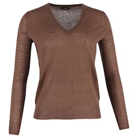 Joseph- Joseph V-Neck Sweater in Brown Cashmere-Brown,Red