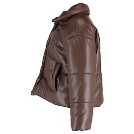 Nanushka- Nanushka Puffer Down Jacket in Brown Faux Leather-Brown,Red