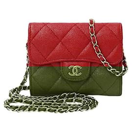 Chanel-Chanel Caviar Skin Coin Case Shoulder Pouch-Red