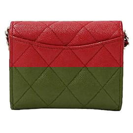 Chanel-Chanel Caviar Skin Coin Case Shoulder Pouch-Red