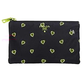 Prada-Prada Nylon Heart Pattern Pouch-Black