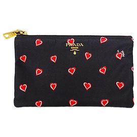 Prada Nylon Herzmuster Tasche Schwarz