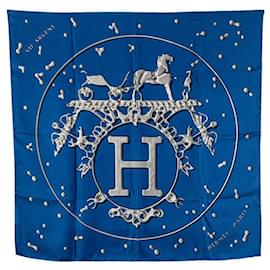 Hermès-Hermes VIF ARGENT Silk Scarf-Blue