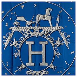 Hermès-Hermes VIF ARGENT Silk Scarf-Blue
