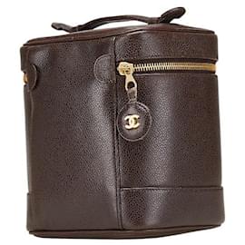 Chanel-Chanel Coco Mark Caviar Vanity Bag-Brown