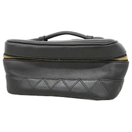 Chanel-Chanel Black Leather Vanity Bag-Black