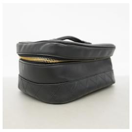 Chanel-Chanel Black Leather Vanity Bag-Black