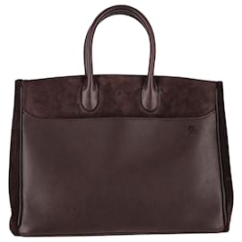 Burberry- Burberry Medium Rocking Horse Tote​ Bag in Brown Suede-Brown,Red