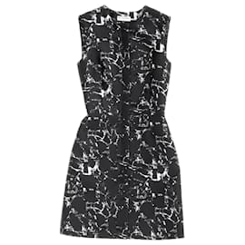 Balenciaga- Balenciaga Jacquard Print Mini Shift Dress in Black Cotton-Black