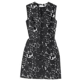 Vestido mini shift de algodón negro con estampado jacquard de Balenciaga Negro