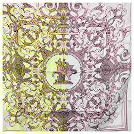 Hermès-Hermes Vintage White Silk Les Tuileries Scarf 1990 Joachim Metz-White